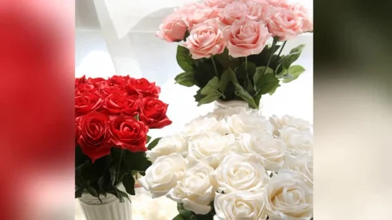 Artificial Silk Flowers Realistic Roses Bouquet Long Stem for Home Wedding Decoration Party